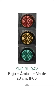 Semáforo LED para uso vial con lámpara de 20 cm (8") de diámetro