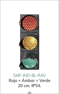 Semáforo LED para uso industrial con lámpara de 20 cm (8") de diámetro