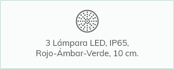 Lámpara LED IP65 rojo ámbar y verde de 10 cm